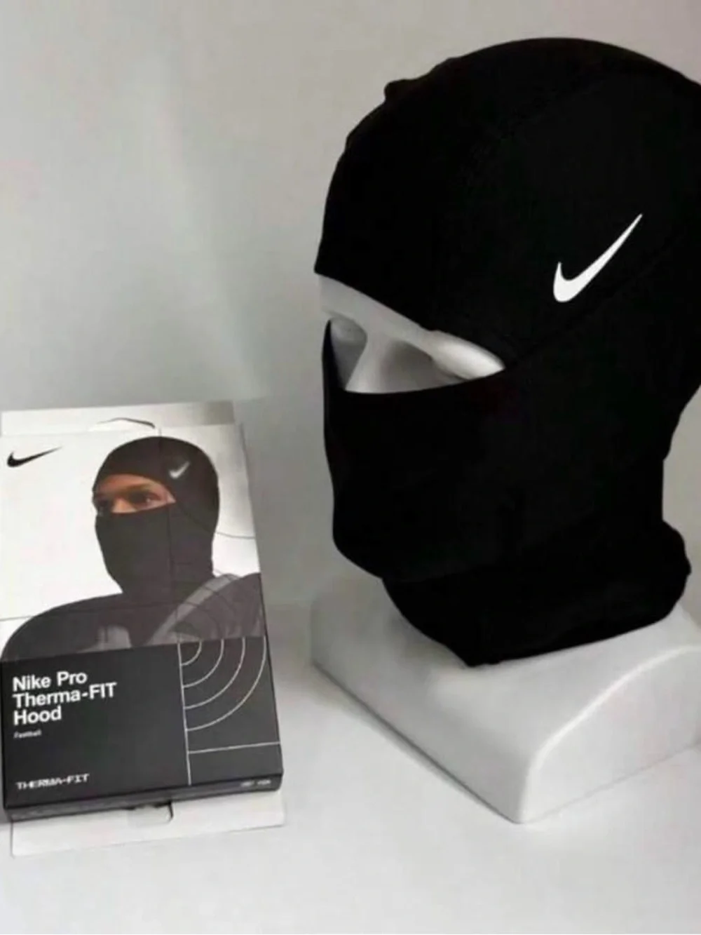 Nike Black Balaclava Hood with White Swoosh